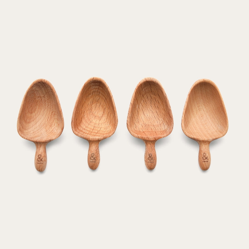 Wooden Beechwood Spice Scoop 4pk