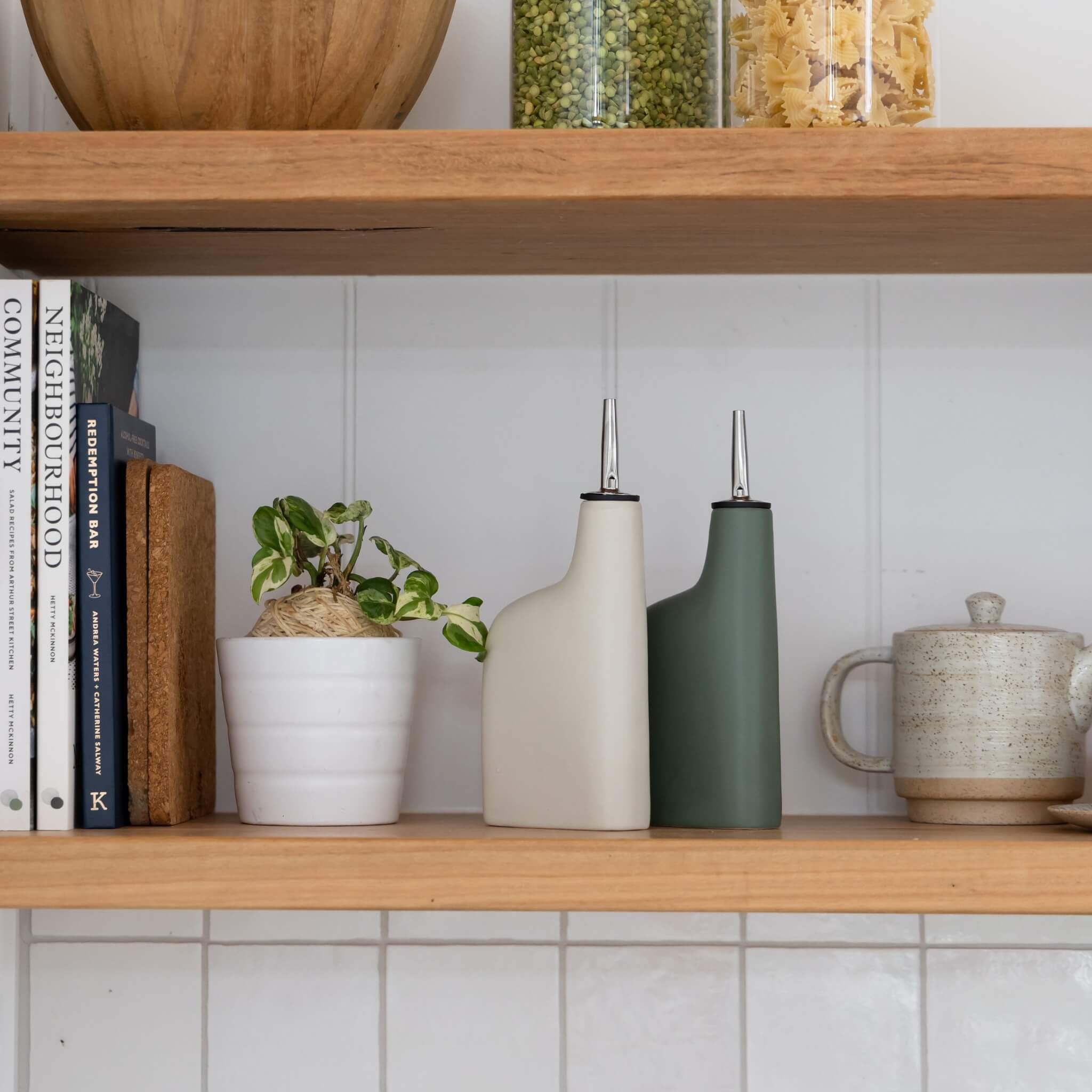 Ceramic Olive Oil and Vinegar Bottle Set