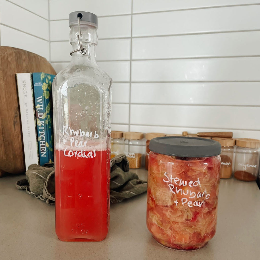 Stewed Rhubarb and Pear (& cordial!)