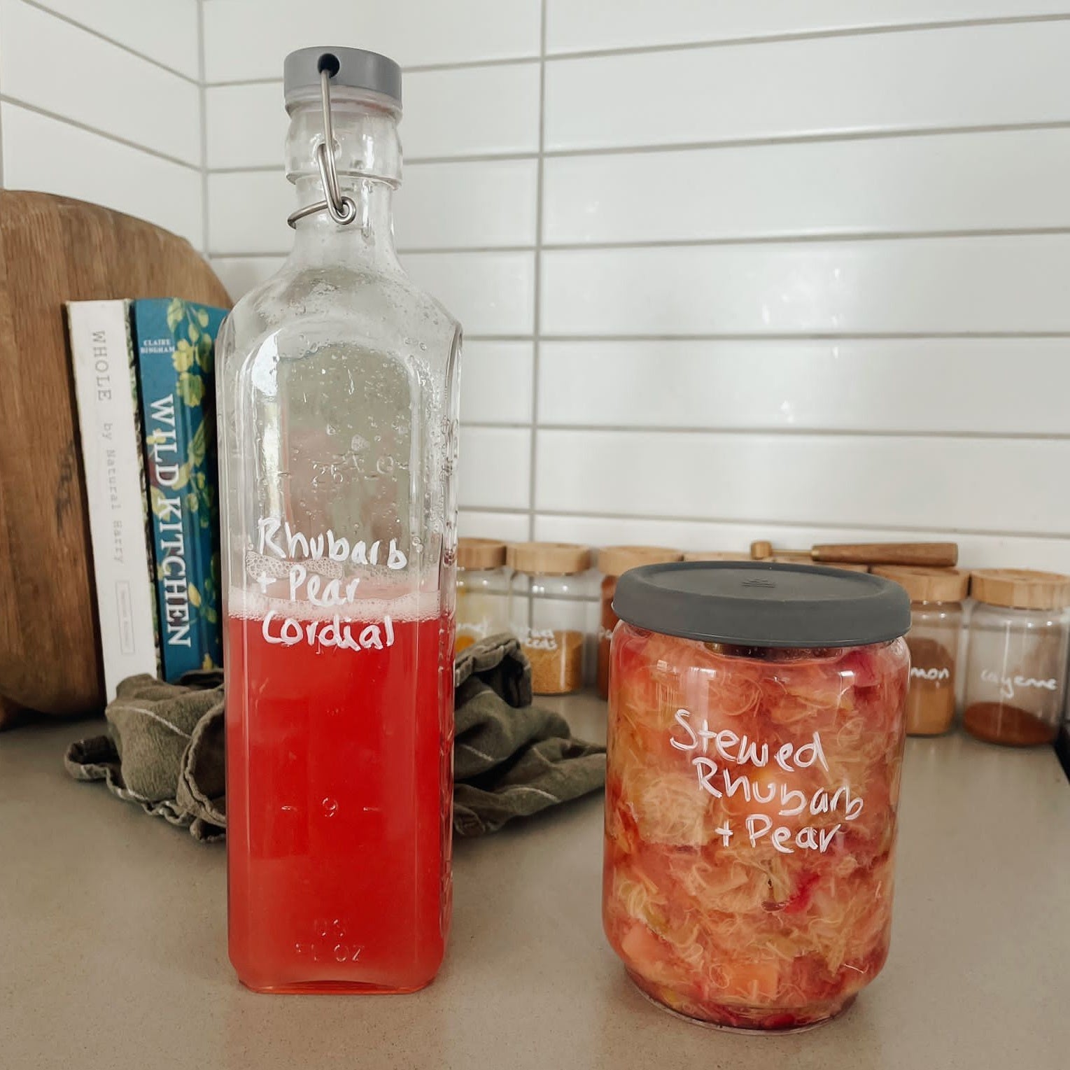 Stewed Rhubarb and Pear (& cordial!)