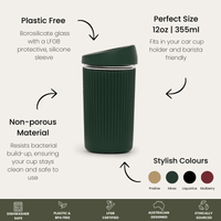 Reusable Glass Coffee Cup | 12oz