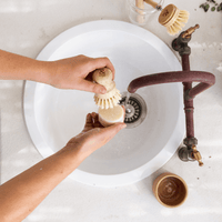 Ceramic Everything Pot Soap Holder with Pot Scrubber Beige
