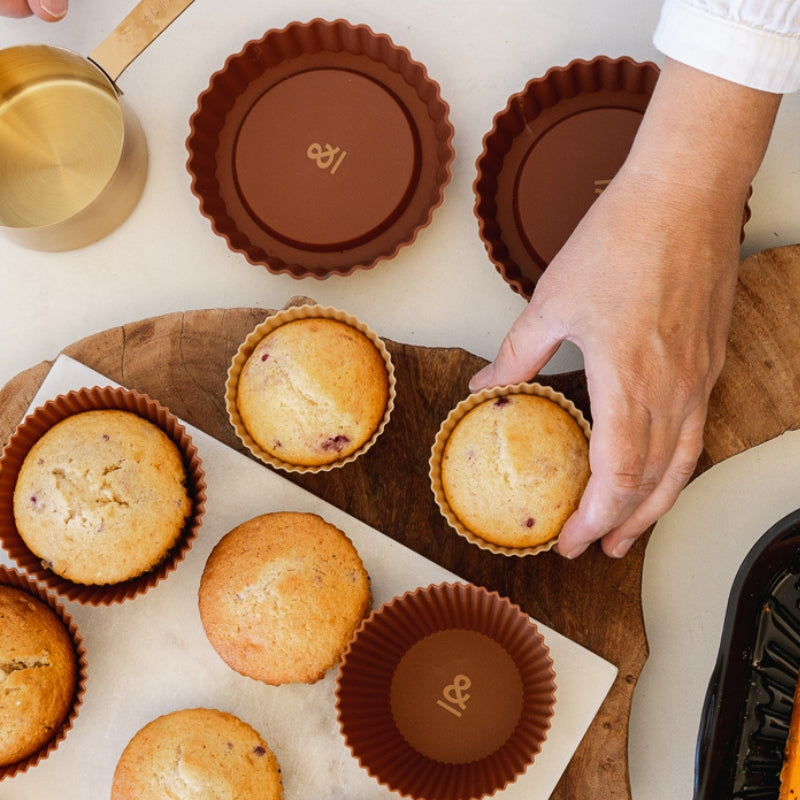 The Sweet Baker, Jumbo Silicone Baking Cups, Premium 12 Piece Set, Reusable Muffin Cupcake Pans