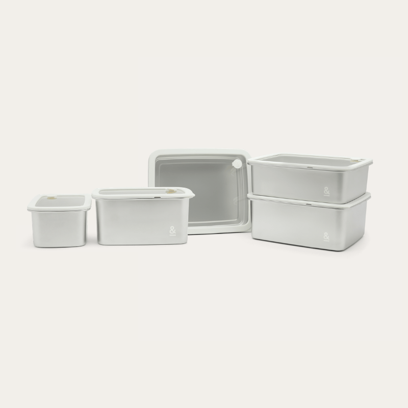 Rectangle Stainless Steel and Glass Containers Set