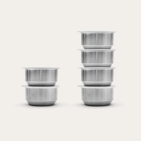 Round Stainless Steel and Glass Dip Bowls