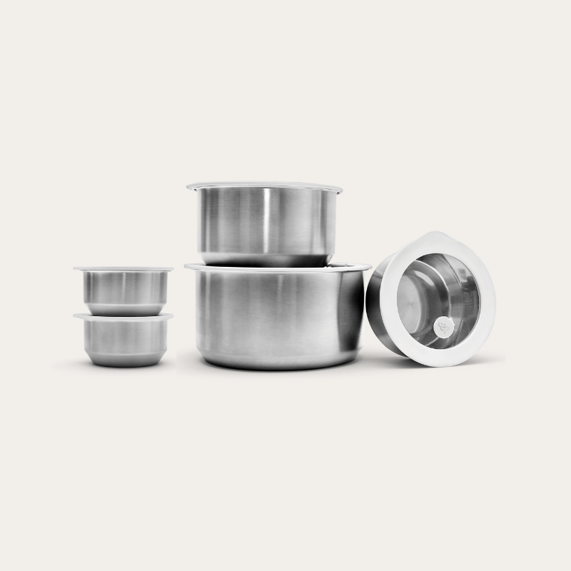 Round Stainless Steel & Glass Containers Sets