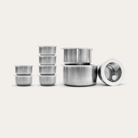Round Stainless Steel & Glass Containers Sets