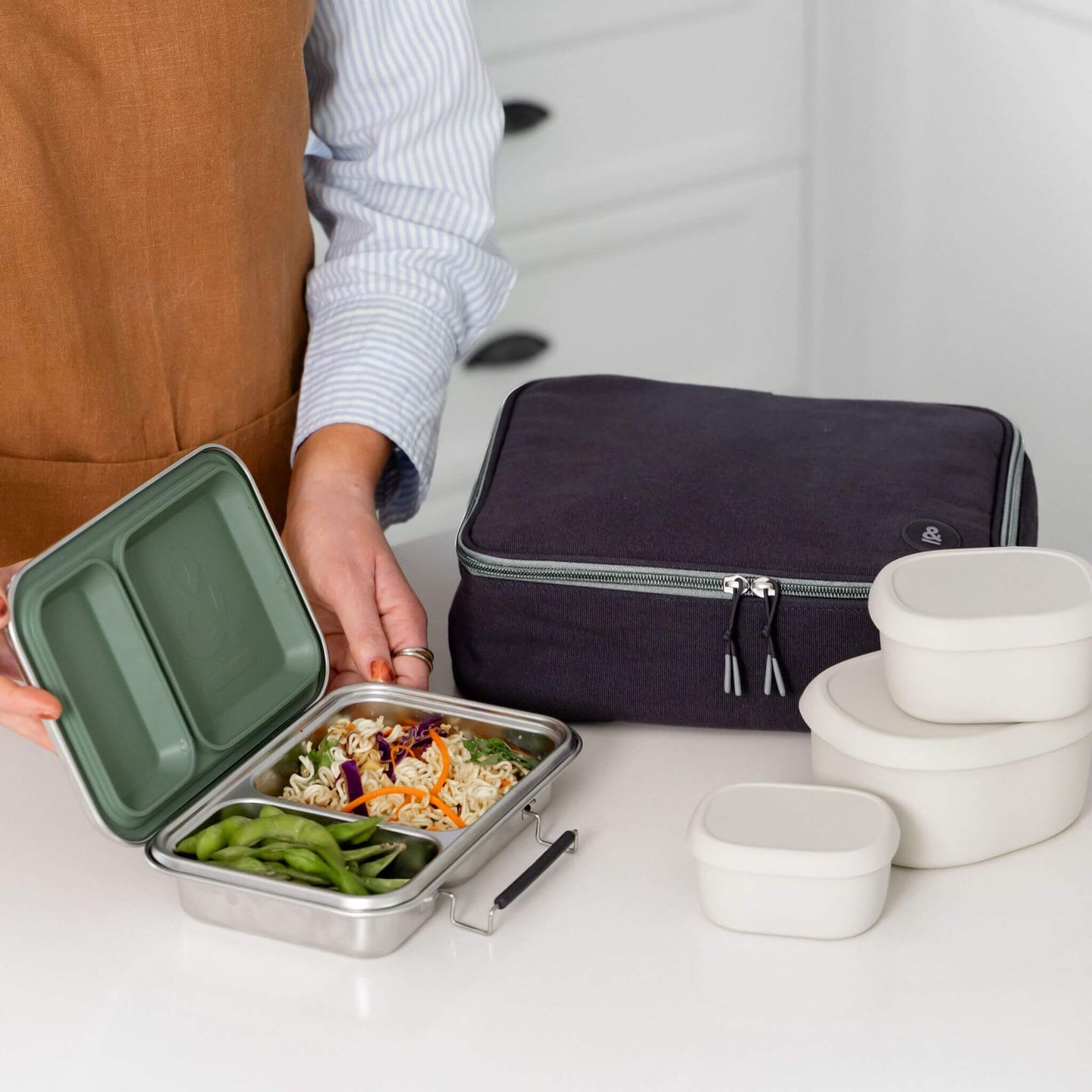 Bento Lunch Box Set | Bag & Silicone Nesting Containers
