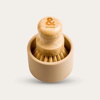 Ceramic Everything Pot Soap Holder with Pot Scrubber Beige