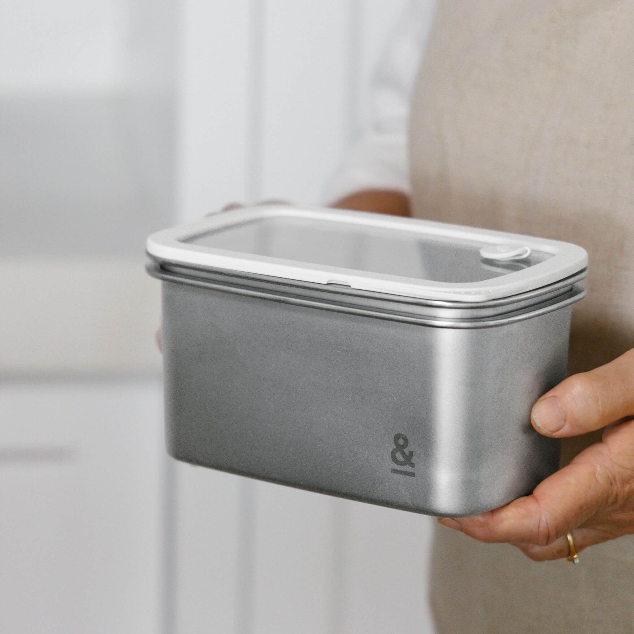 Rectangle Stainless Steel and Glass Containers Set