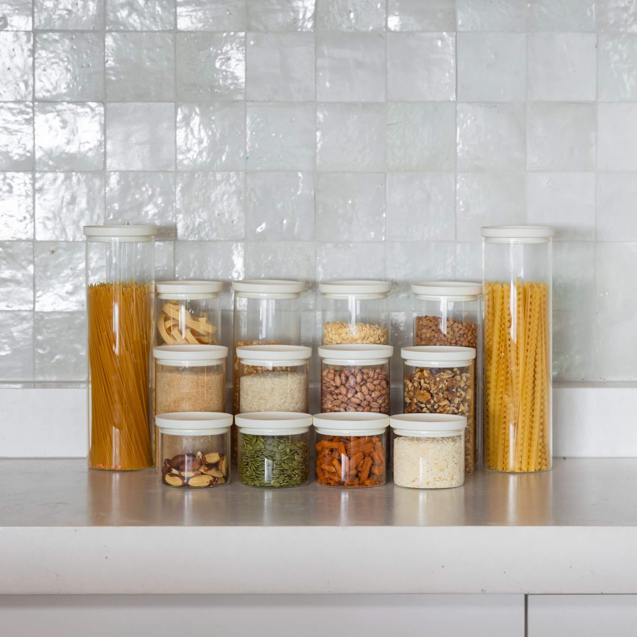 Wategos Round Glass Pantry Jars | Oat Milk