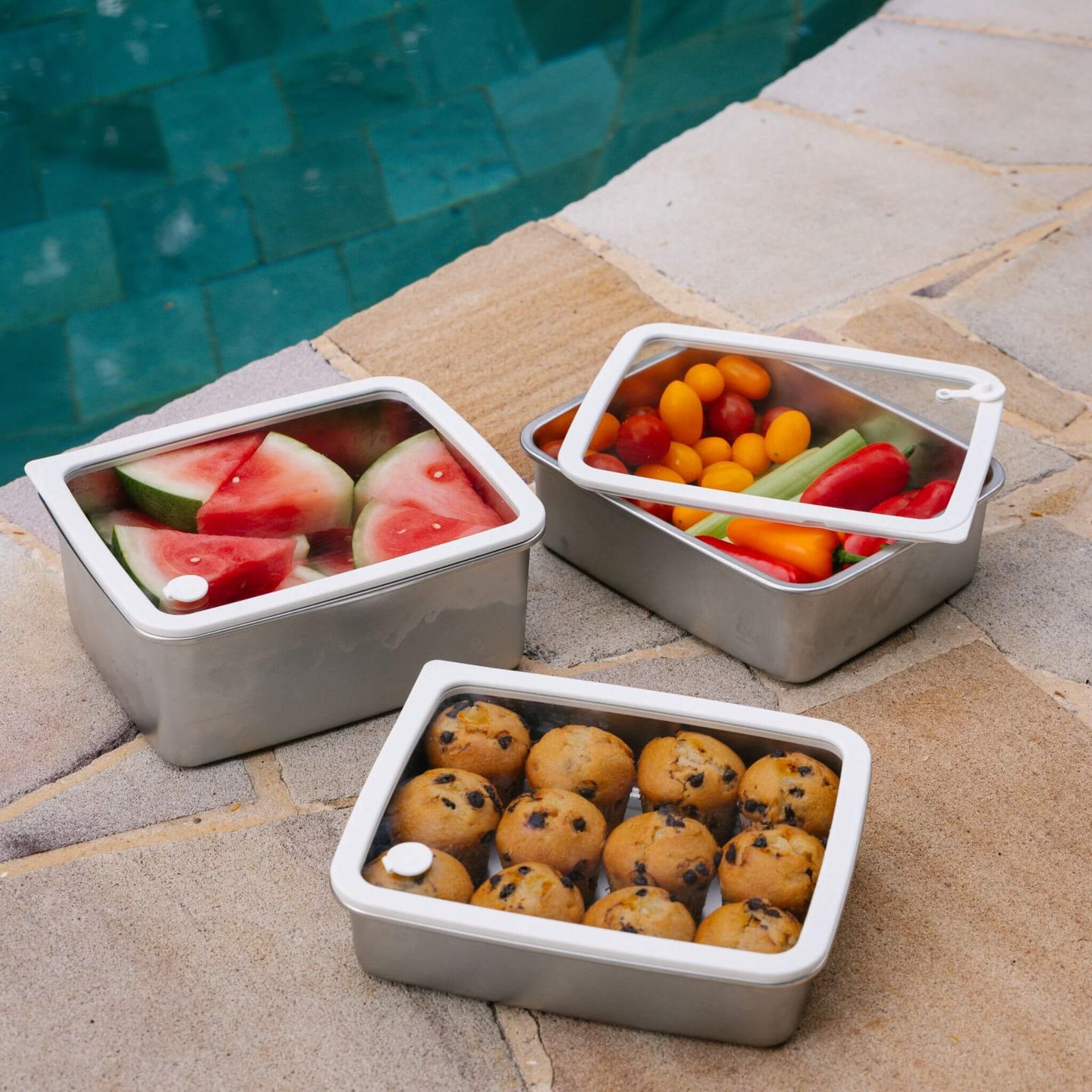 Rectangle Stainless Steel and Glass Containers | 3pk