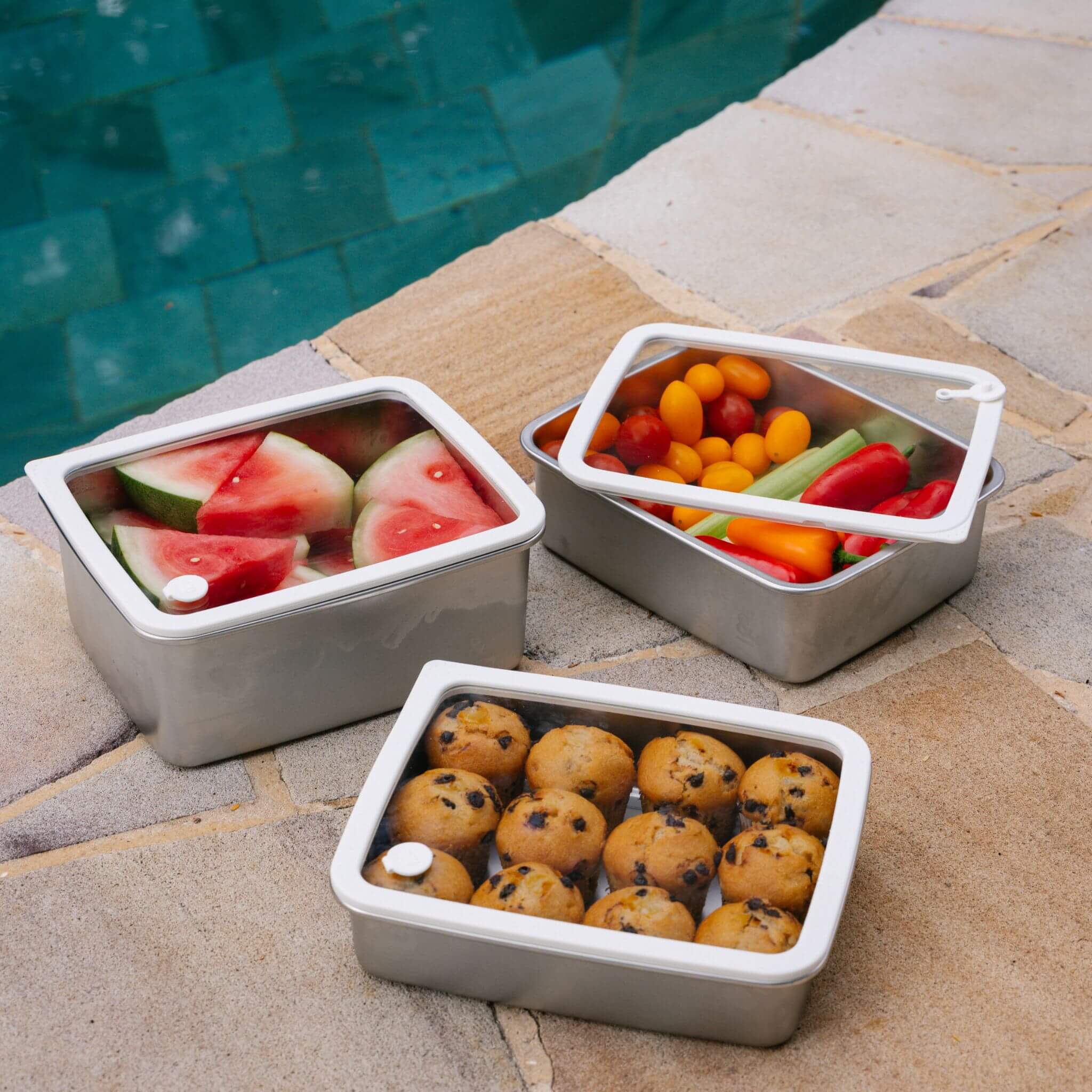 Rectangle Stainless Steel and Glass Containers | 3pk