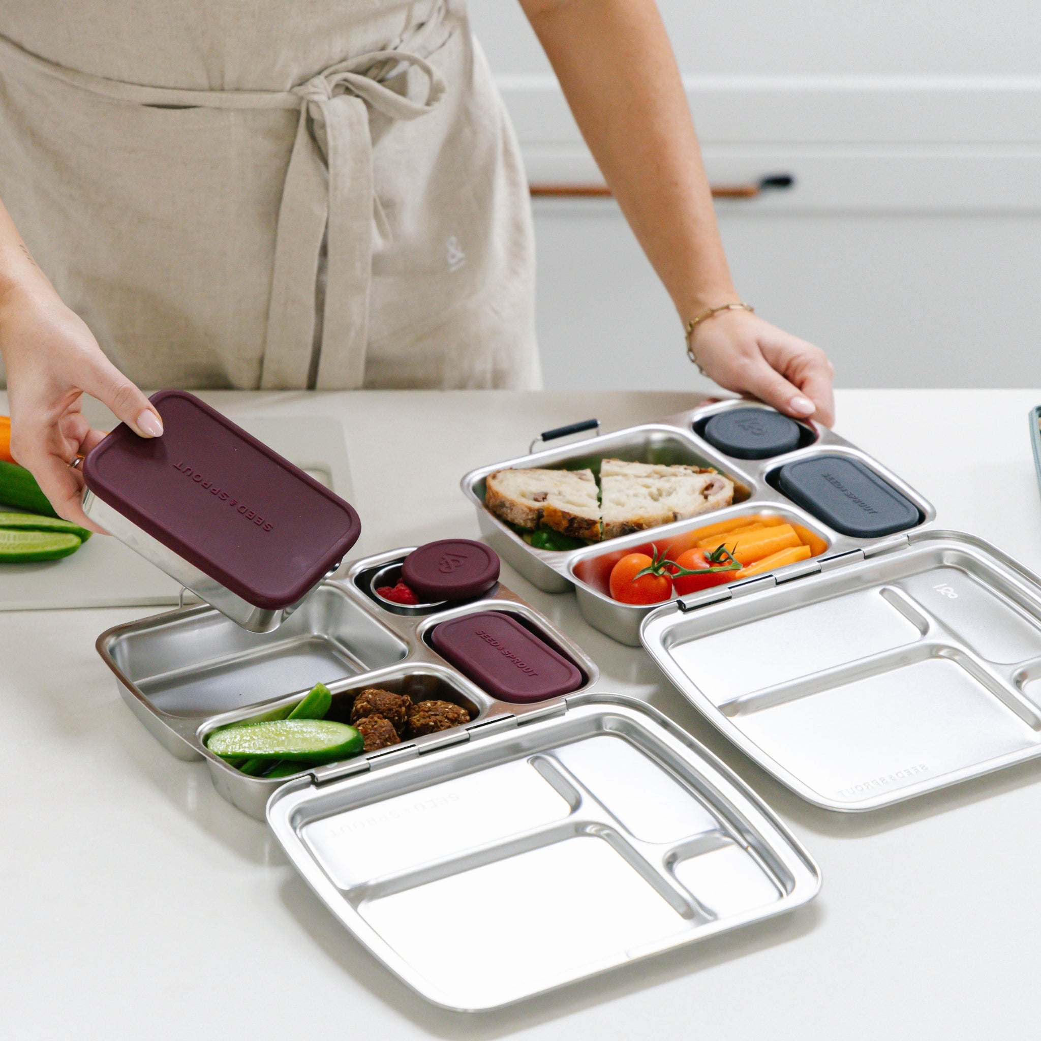2 Pot Set - Stainless Steel Snack Containers