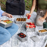 Rectangle Stainless Steel and Glass Containers Set