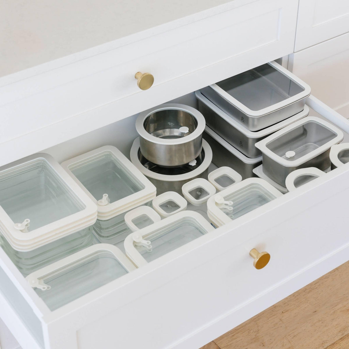 Rectangle Stainless Steel and Glass Containers Set