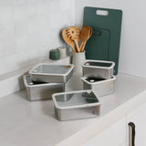 Rectangle Stainless Steel and Glass Containers Set