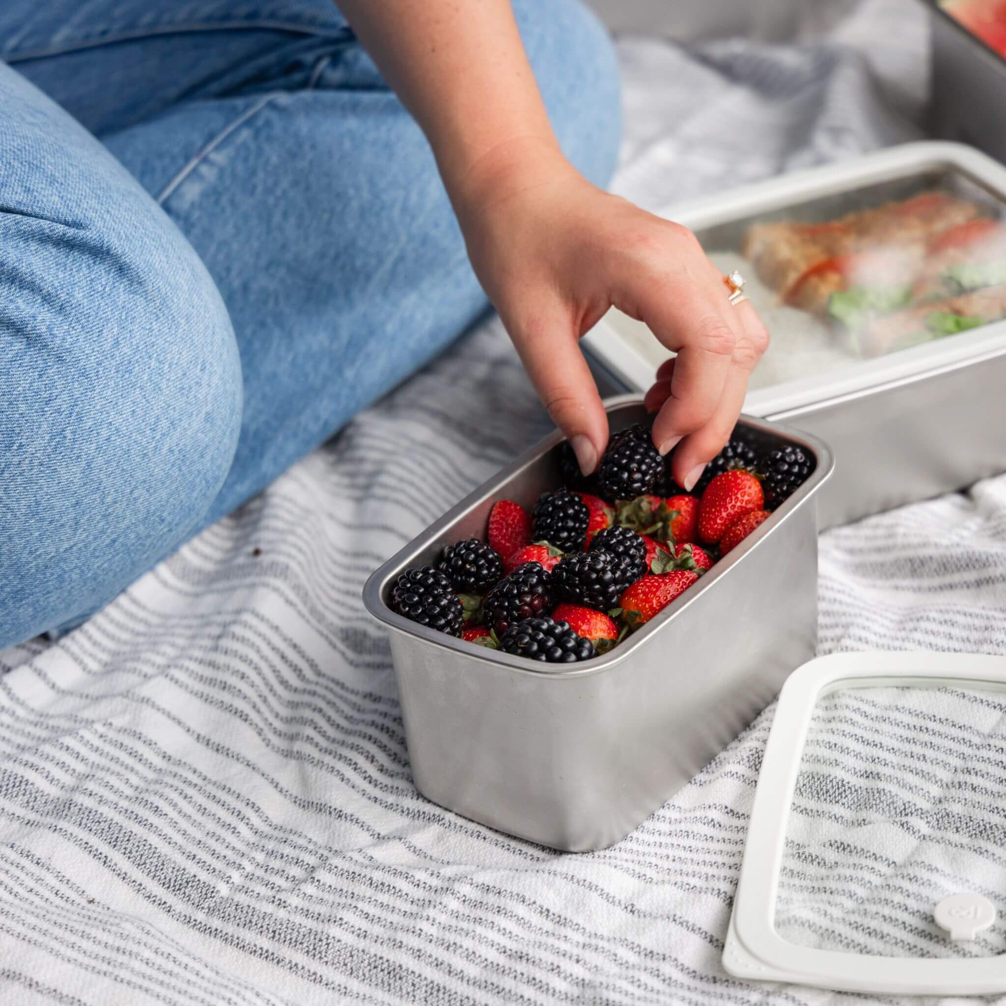 Rectangle Stainless Steel and Glass Containers Set