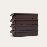 Macadamia brown silicone meal prep freezer tray set, stacked in four layers with lids - 2 x 2 Portions Trays and 2 x 4 Portions Trays 