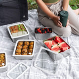 Rectangle Stainless Steel and Glass Containers Set