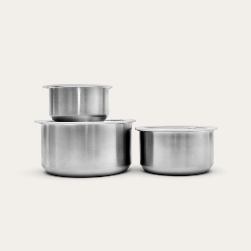 Round Stainless Steel & Glass Containers Sets