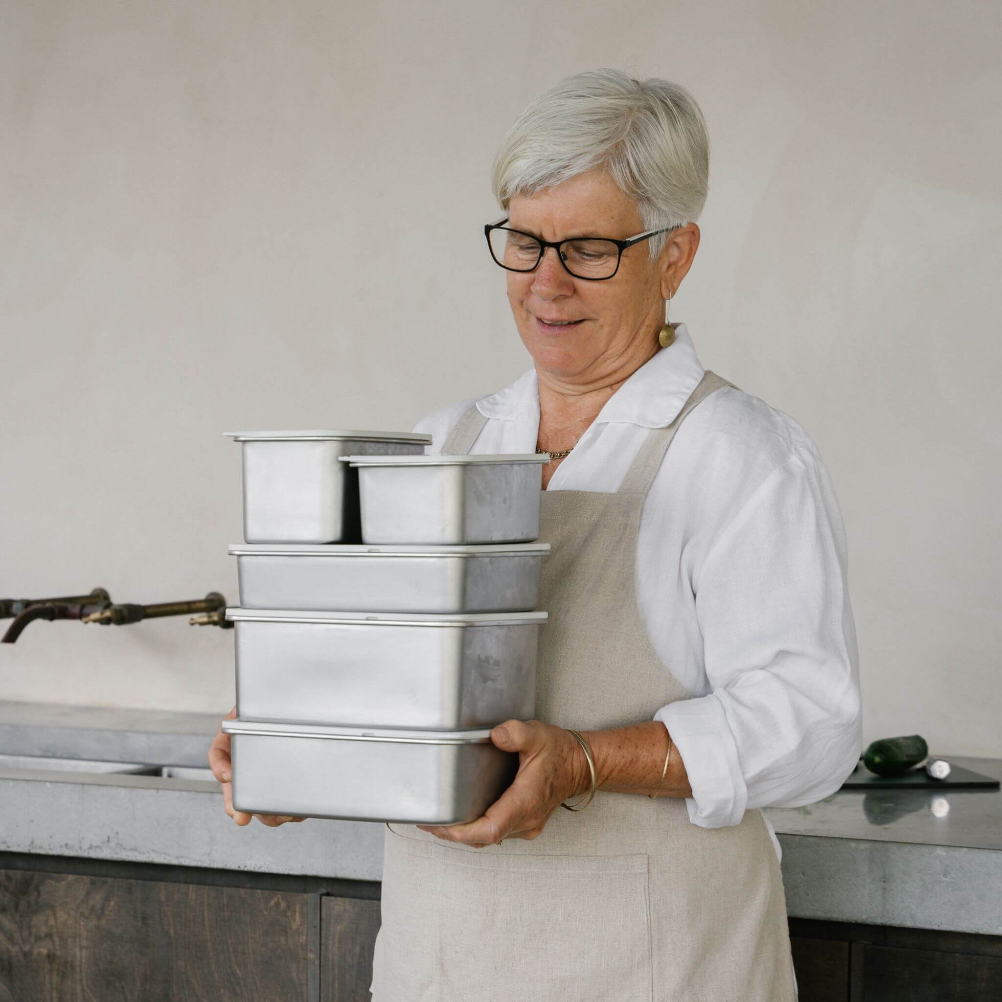 Rectangle Stainless Steel and Glass Containers Set