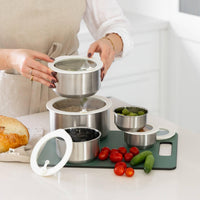 Round Stainless Steel & Glass Containers Sets