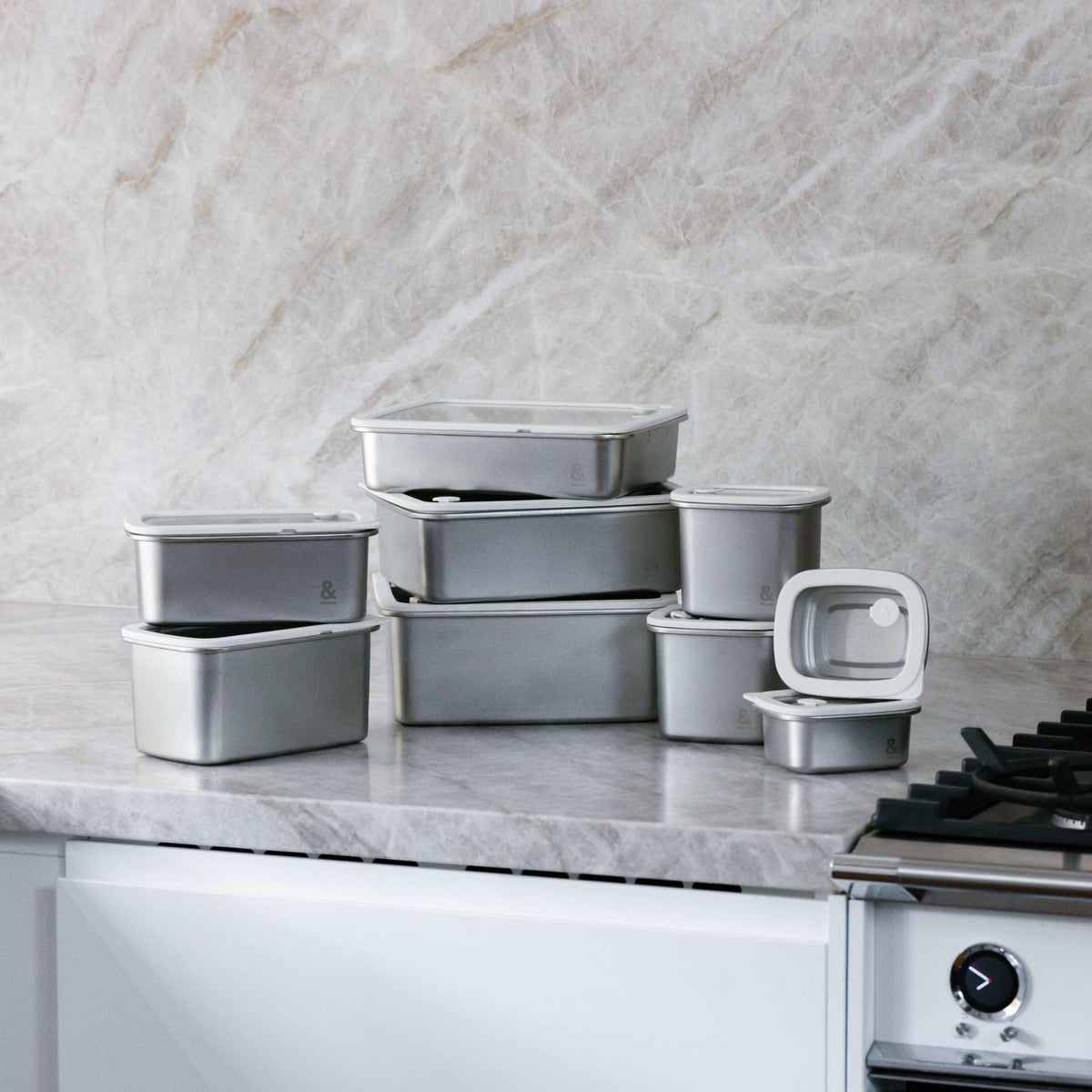 Rectangle Stainless Steel and Glass Containers | 9pk