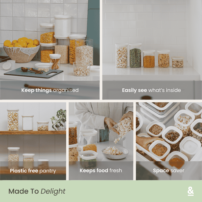 Newrybar Square Glass Pantry Jars | 2pk