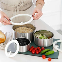 Round Stainless Steel & Glass Containers Sets