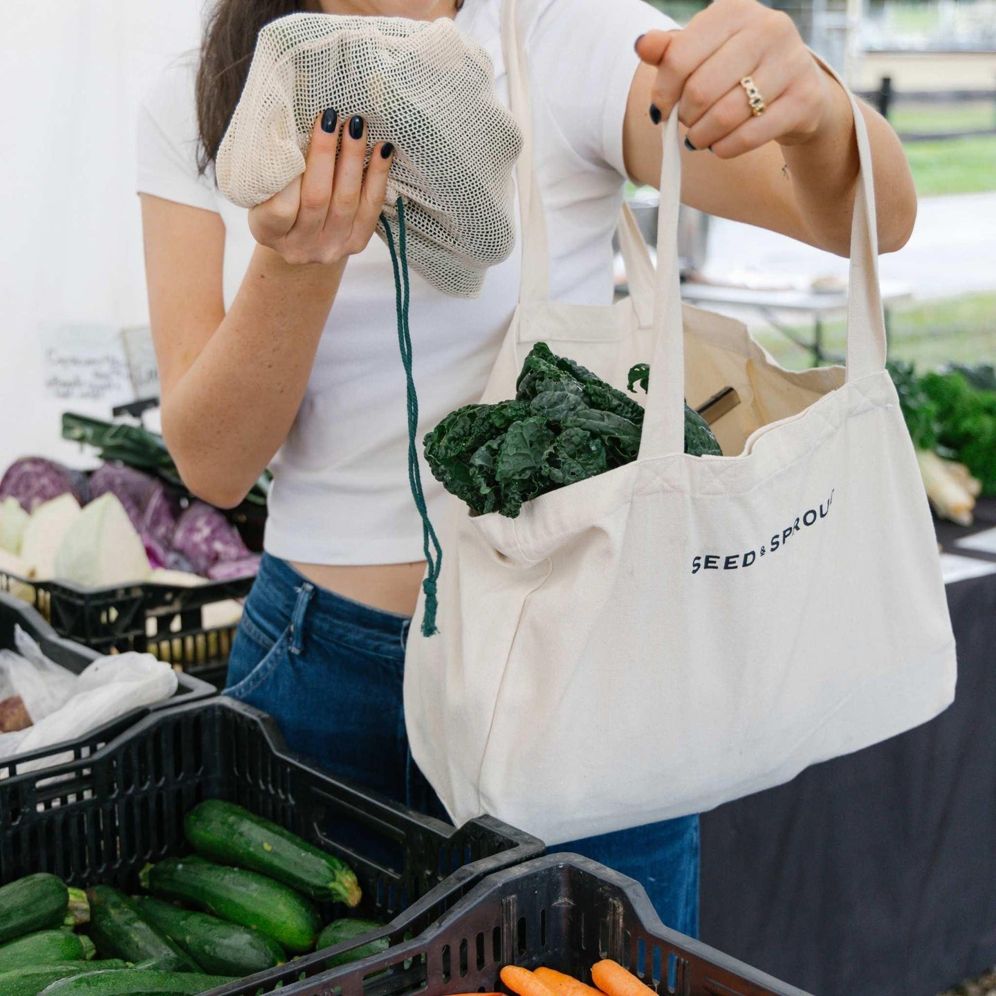 Organic Pocket Tote Shopping Bag