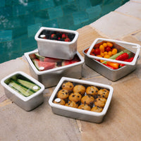 Rectangle Stainless Steel and Glass Containers Set