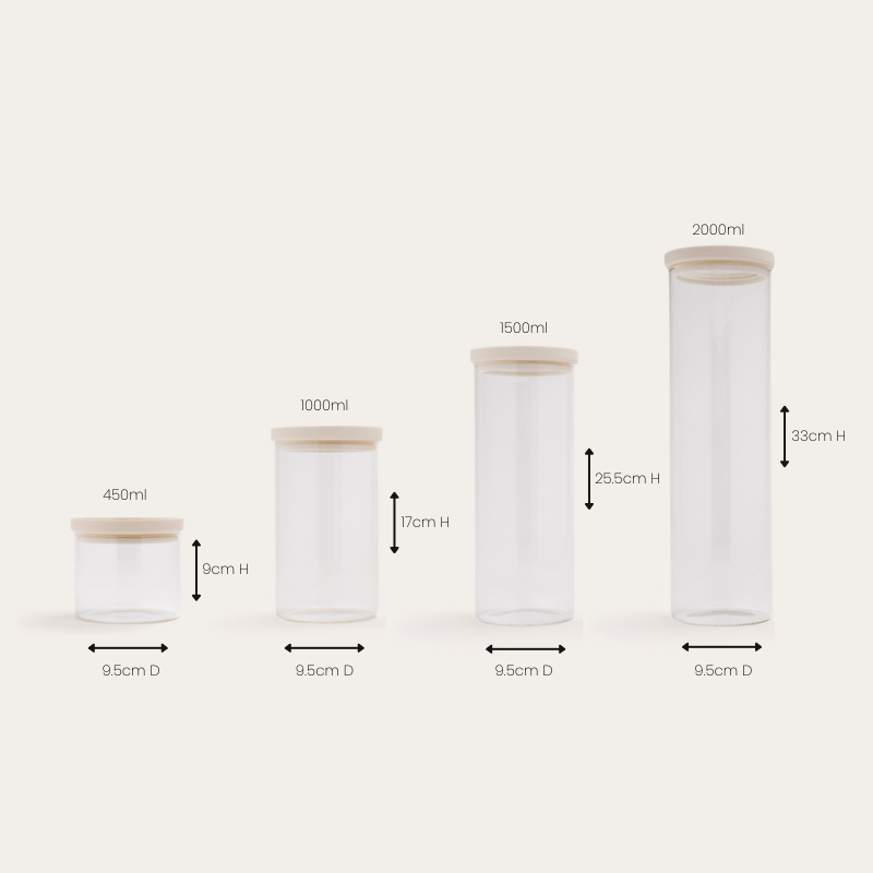 Wategos Round Glass Pantry Jars | Oat Milk