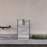 Rectangle Stainless Steel and Glass Containers Set